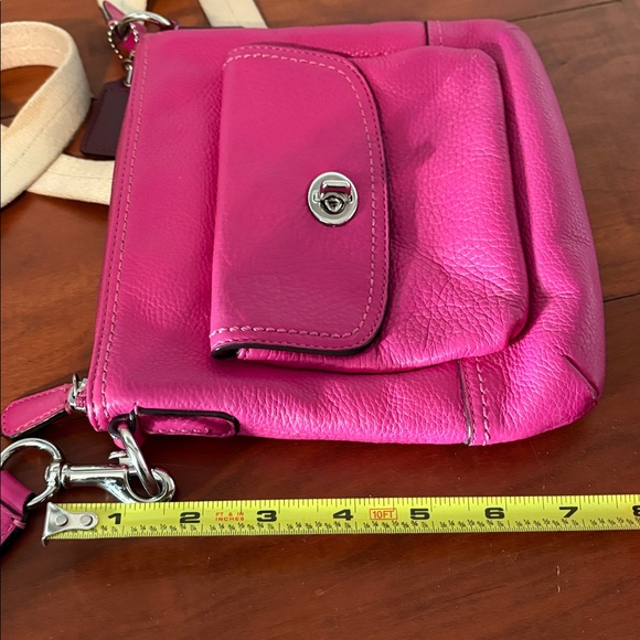 Coach Pink and Tan Leather Small Crossbody Bag with Adjustable Strap - Picture 6 of 8